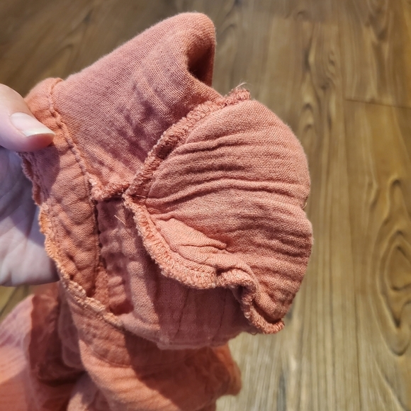 Calligraphie Dusty Rose Top Long Sleeve Peplum Cotton Embroidered Mesh Casual M - Picture 8 of 9